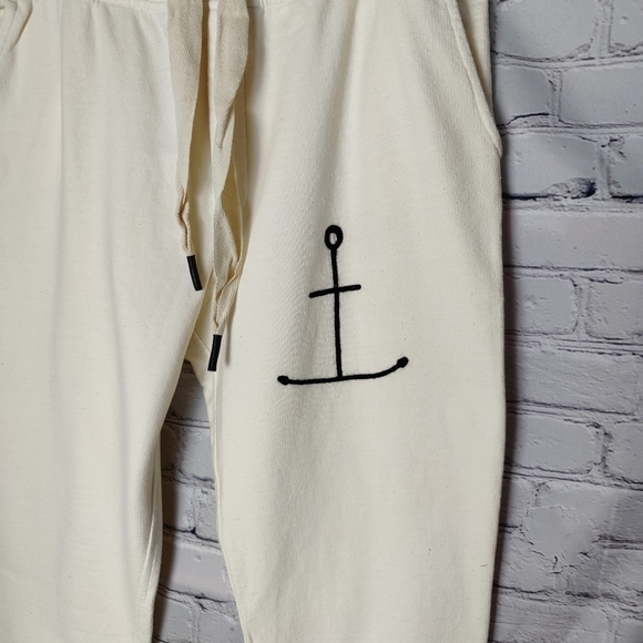 Sandrine Rose X Free People Cream Anchor Sweatpants Joggers Size Large - Picture 5 of 7